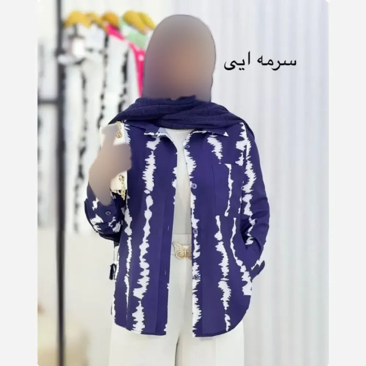 شومیز مانتویی آبرنگی زنانه جنس بوگاتی فری سایز