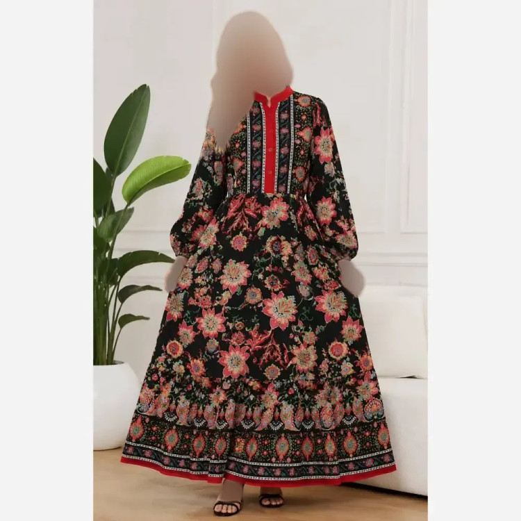 پیراهن ساحلی زنانه جنس بوگاتی یقه دکمهدار فری سایز 38 تا 48