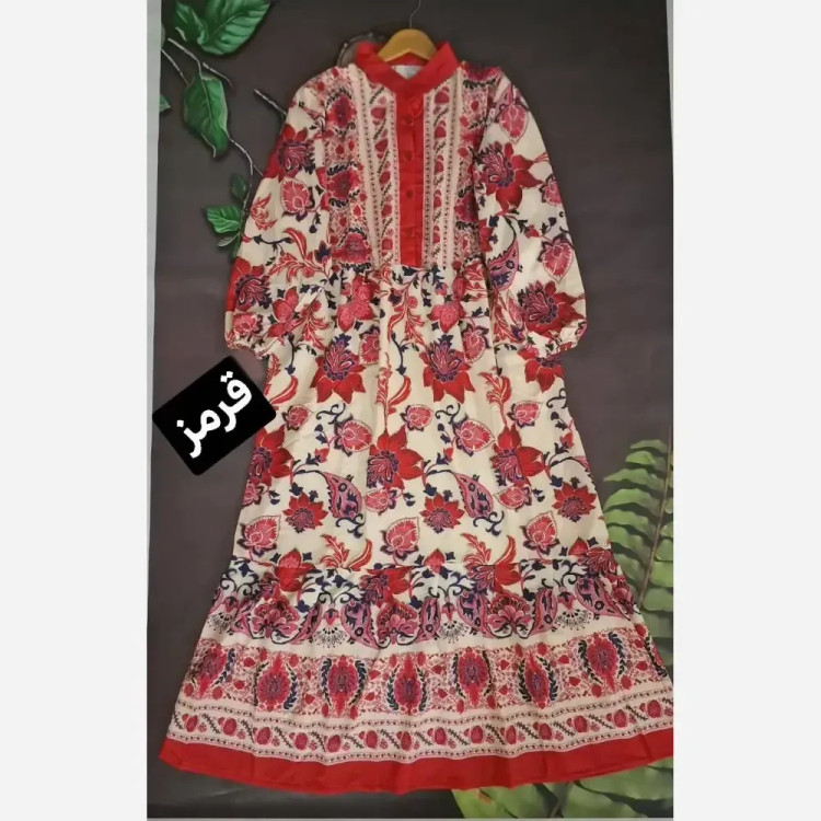 پیراهن ساحلی زنانه جنس بوگاتی یقه دکمهدار فری سایز 38 تا 48