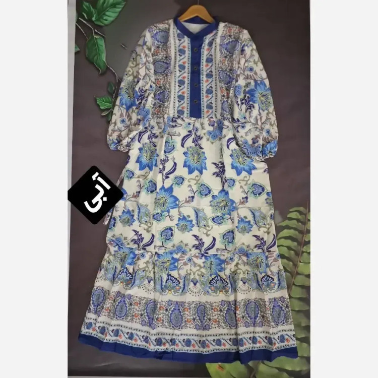 پیراهن ساحلی زنانه جنس بوگاتی یقه دکمهدار فری سایز 38 تا 48