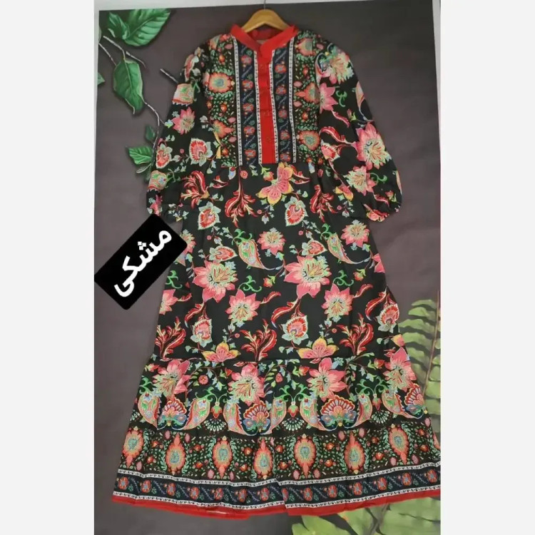 پیراهن ساحلی زنانه جنس بوگاتی یقه دکمهدار فری سایز 38 تا 48