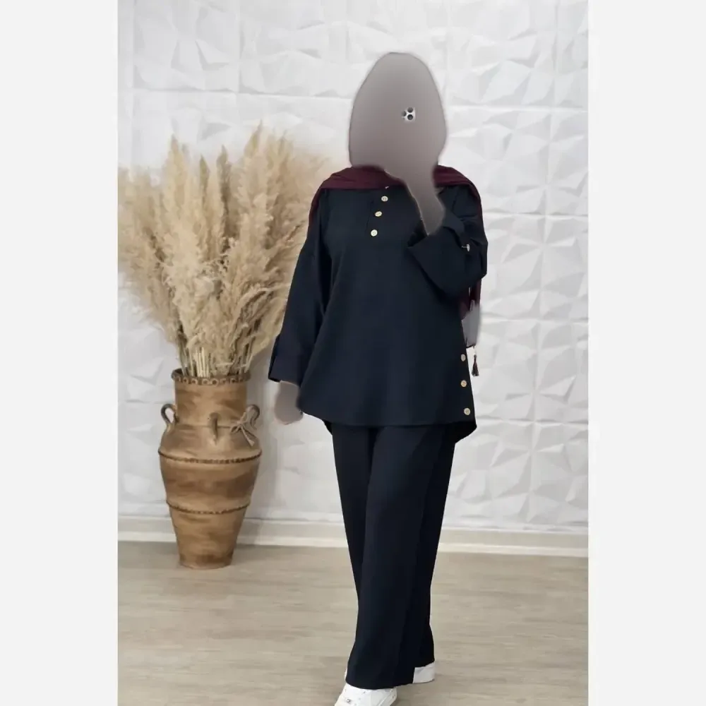 ست شومیز و شلوار زنانه مدل طنین جنس شانتون سایز فری 38 تا 46