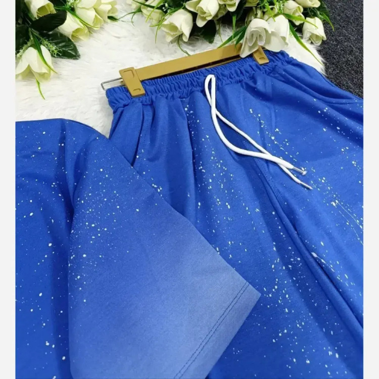 ست تیشرت و شلوار زنانه مدل کهکشان جنس گلکسی نخ پنبه فری سایز 38 تا 48