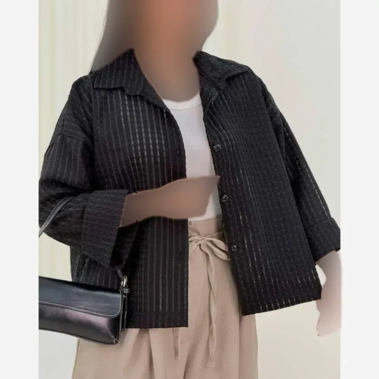 شومیز باکسی حصیری زنانه جنس ژاکارد ابریشم فری سایز 36 تا 46