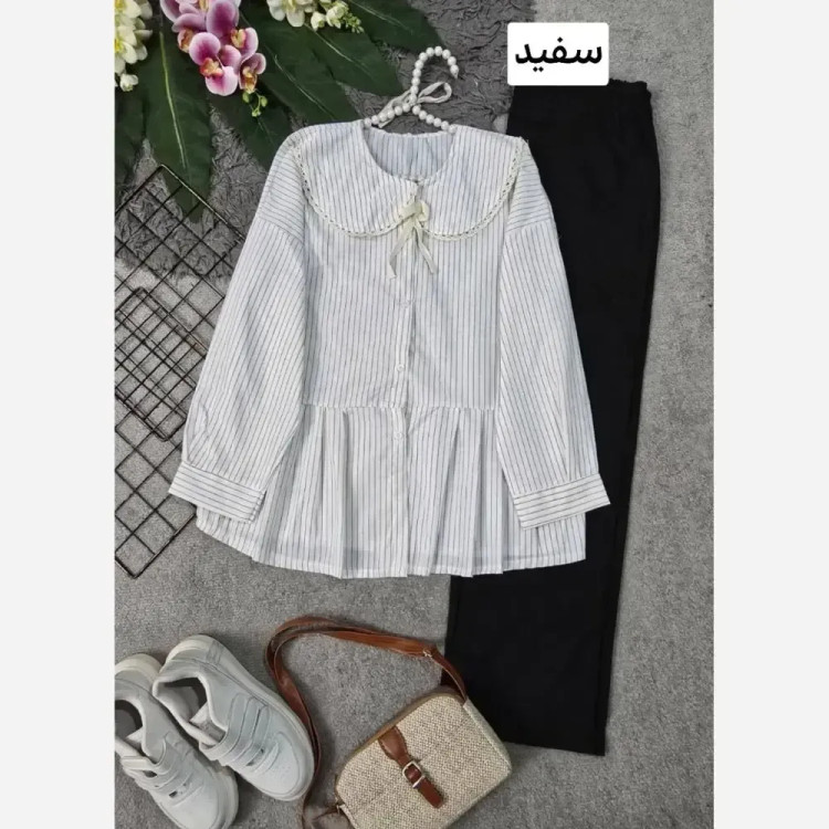 شومیز یقه BB نخی خارجی زنانه فری سایز 36 تا 46