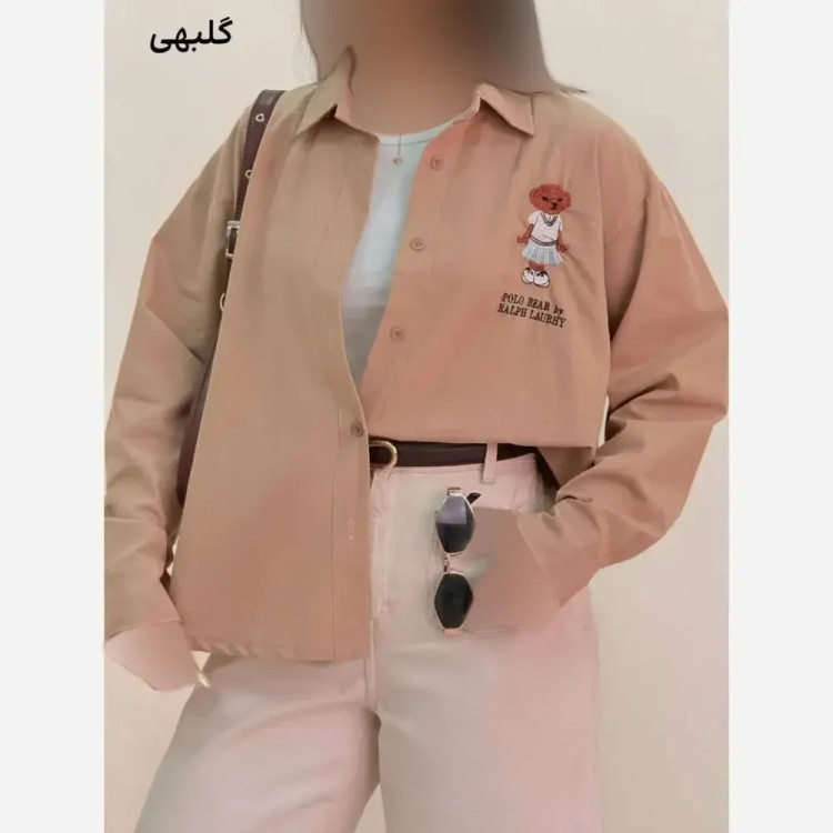 شومیز تدی زنانه جنس لینن شسته شده فری سایز گلدوزی شده