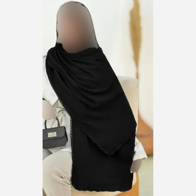 شال پلیسه لبه عدسی مشکی قواره بزرگ 175 در 75 سانتیمتر
