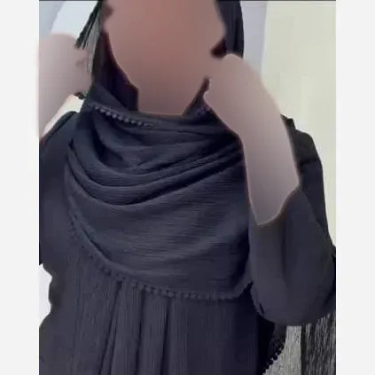 شال پلیسه لبه عدسی مشکی قواره بزرگ 175 در 75 سانتیمتر