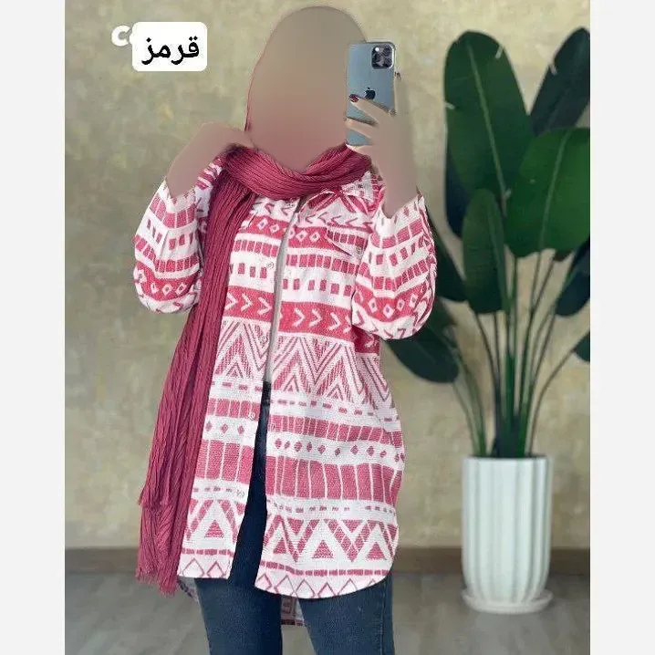 شومیز زنانه مدل کاکتوس جنس داکرون رنگ قرمز فری سایز