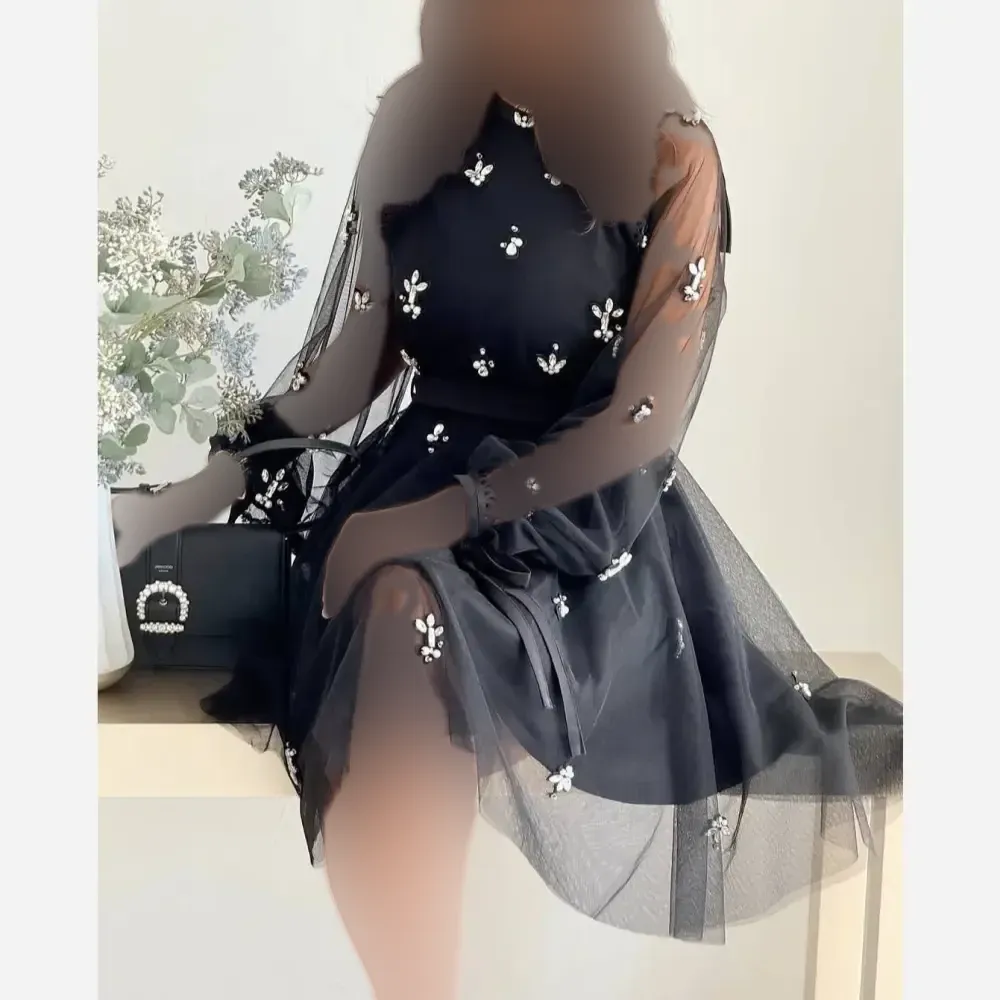 پیراهن زنانه مجلسی ساتن و سانول نگیندوزی شده رنگ مشکی