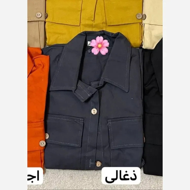 مانتو کتان دکمه چوبی زنانه رنگ ذغالی فری سایز
