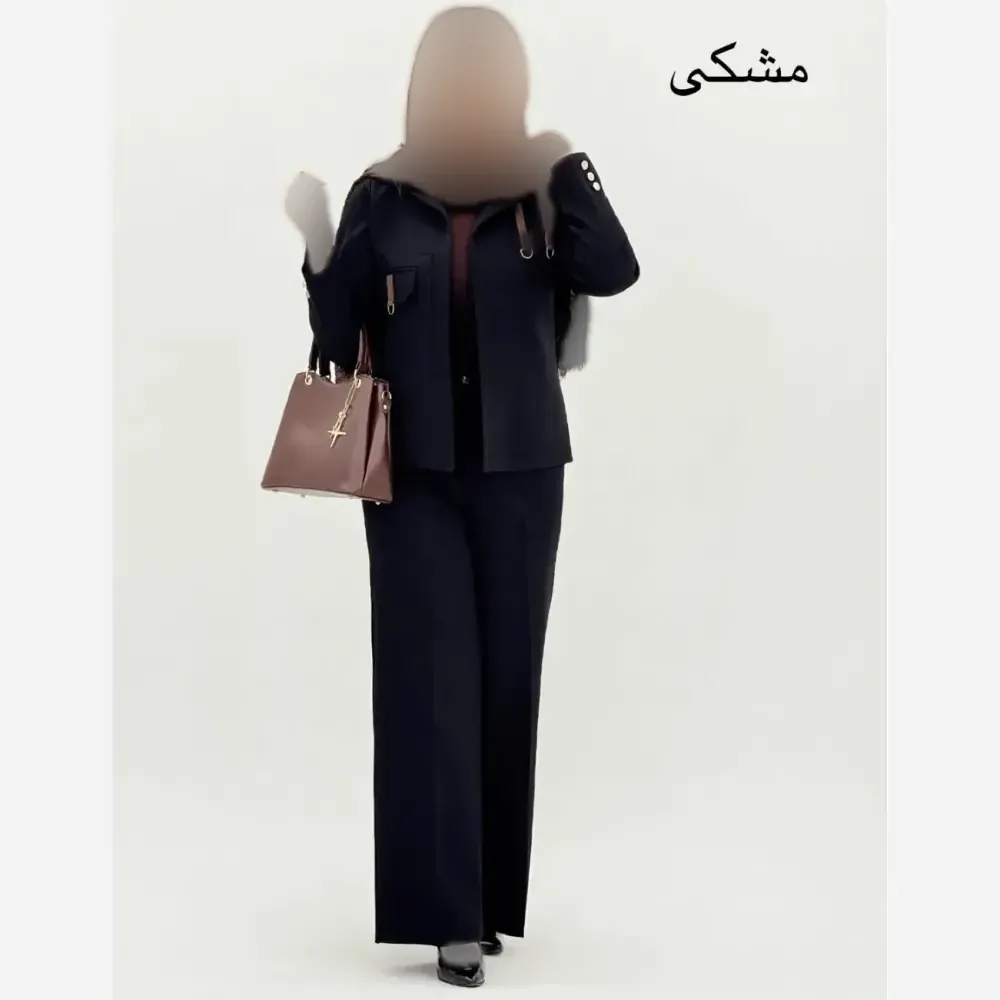 کت و شلوار زنانه مدل بهار جنس کرپ مازراتی با شلوار بگ