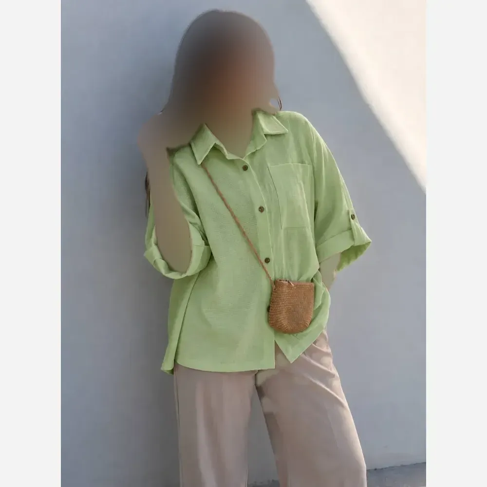 شومیز زنانه باکسی جنس ویو فری سایز تا 48 در 7 رنگ متنوع