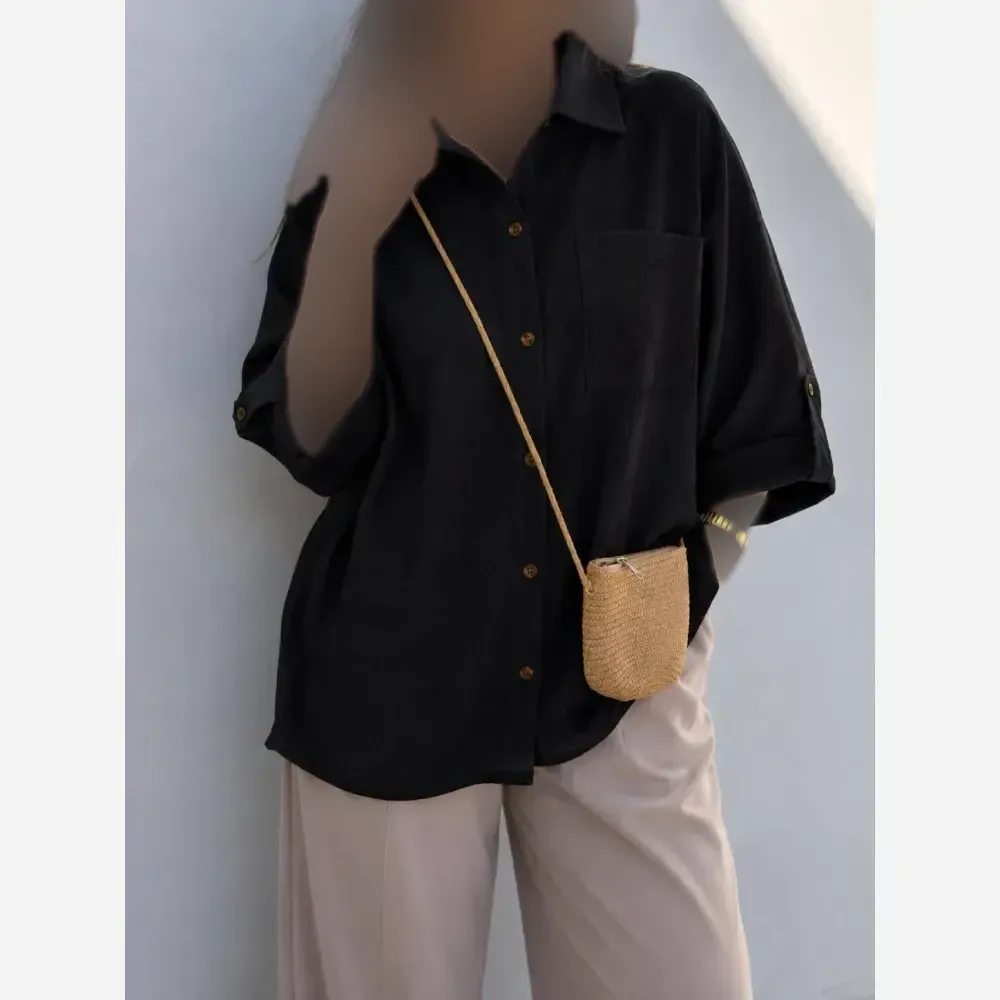 شومیز زنانه باکسی جنس ویو فری سایز تا 48 در 7 رنگ متنوع