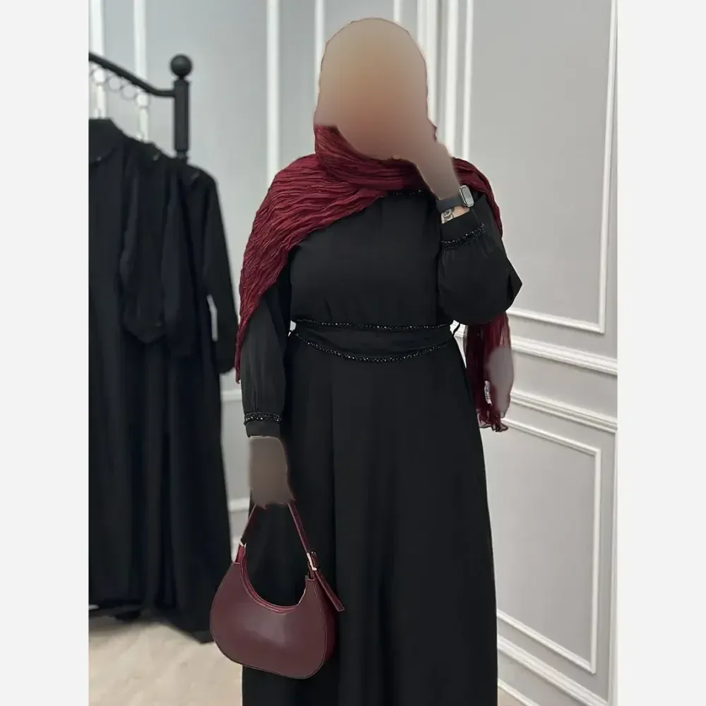 پیراهن مجلسی زنانه مدل سوگلی جنس مازراتی با خرجکار کریستال رنگ مشکی فری سایز 38 تا 46