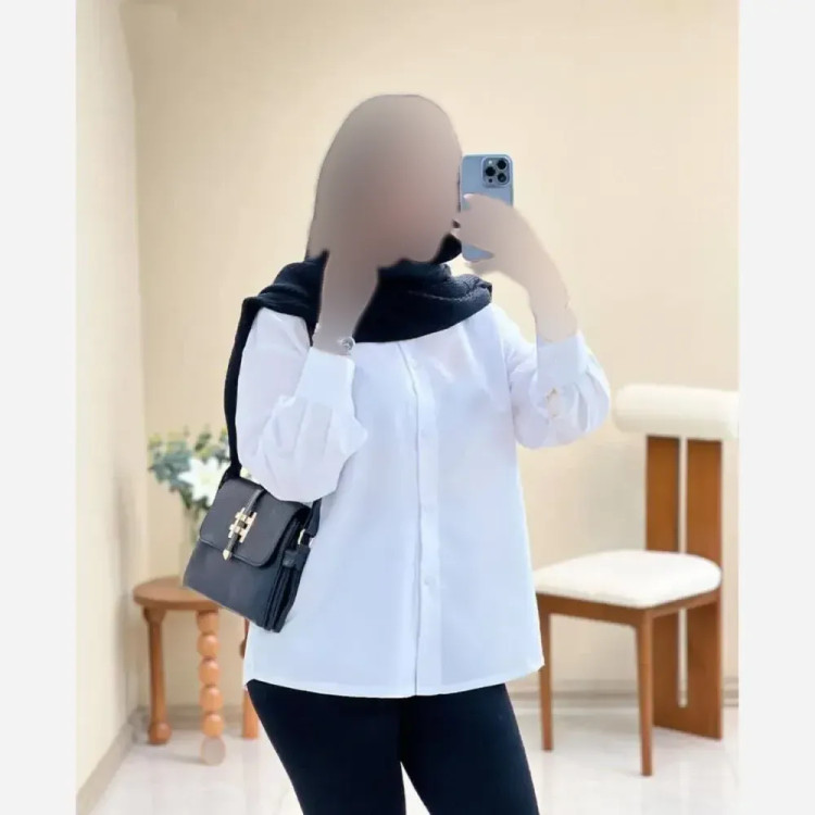 شومیز زنانه داکرون سفید فری سایز مناسب 38 تا 48