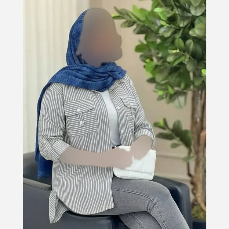 شومیز زنانه جیب صلیبی طرح دیپلمات جنس تترون نخ راه راه فری سایز