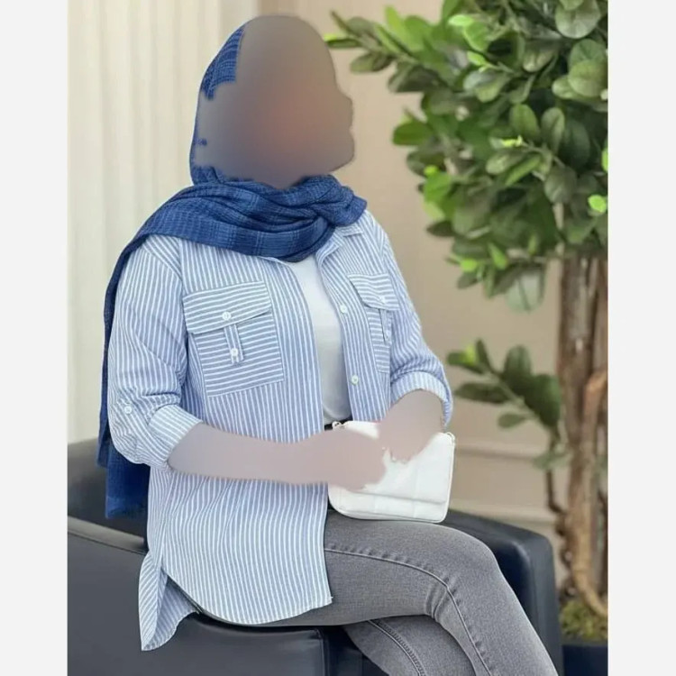 شومیز زنانه جیب صلیبی طرح دیپلمات جنس تترون نخ راه راه فری سایز