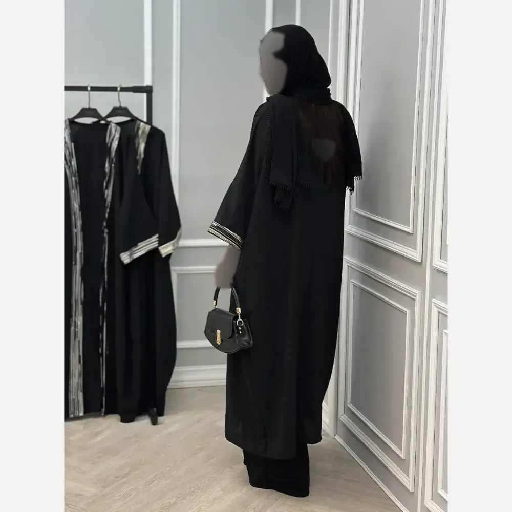 عبای جلو باز زنانه مدل طهورا جنس الیزه فری سایز مناسب تا سایز 50