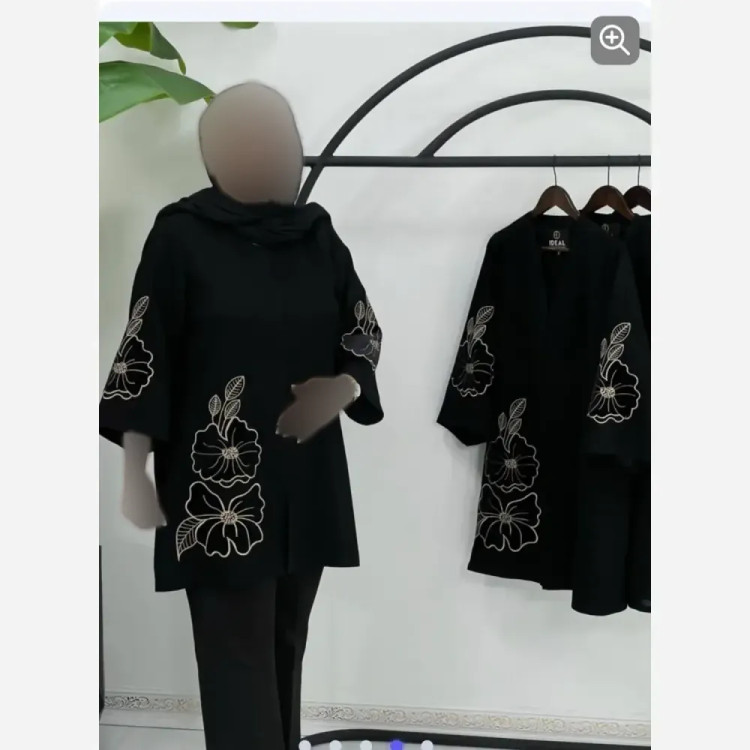 مانتو زنانه گلدوزی شده جنس مخمل شنل اعلا سایزبندی 38 تا 50 رنگ مشکی
