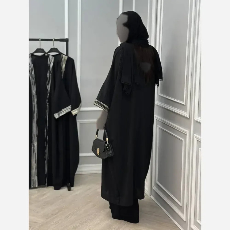 عبای جلو باز زنانه مدل طهورا جنس الیزه فری سایز مناسب تا سایز 50