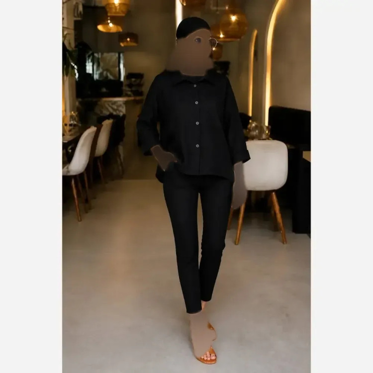 شومیز زنانه مشکی مدل محرمی جنس صوفیا فول نگین فری سایز 38 تا 46