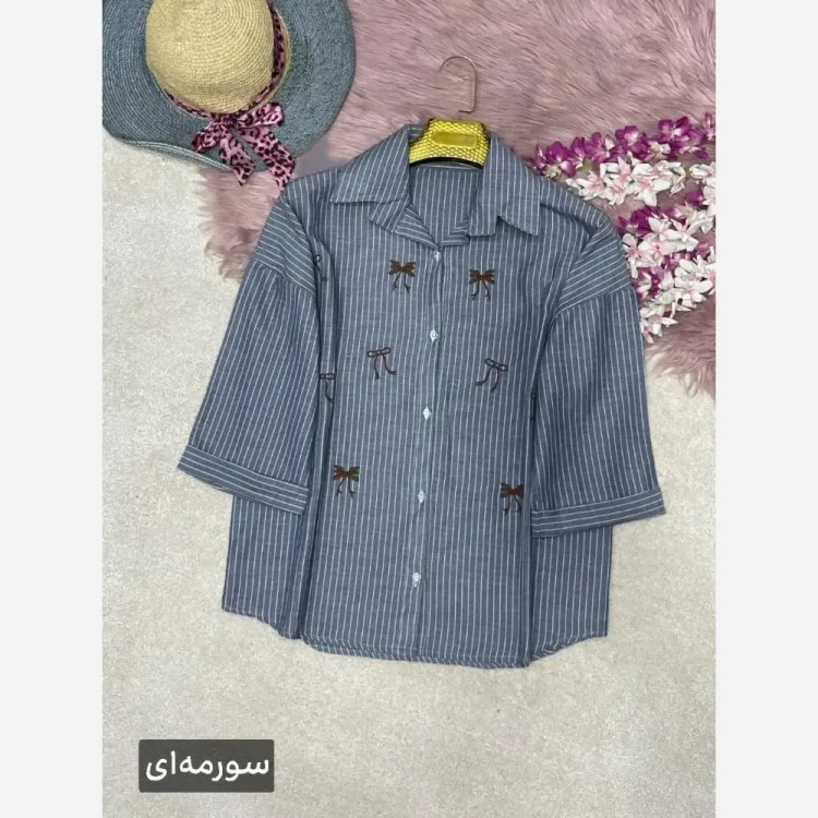 شومیز محرمی زنانه طرح بابونه جنس پری شیشهای رنگ مشکی فری سایز 38 تا 46