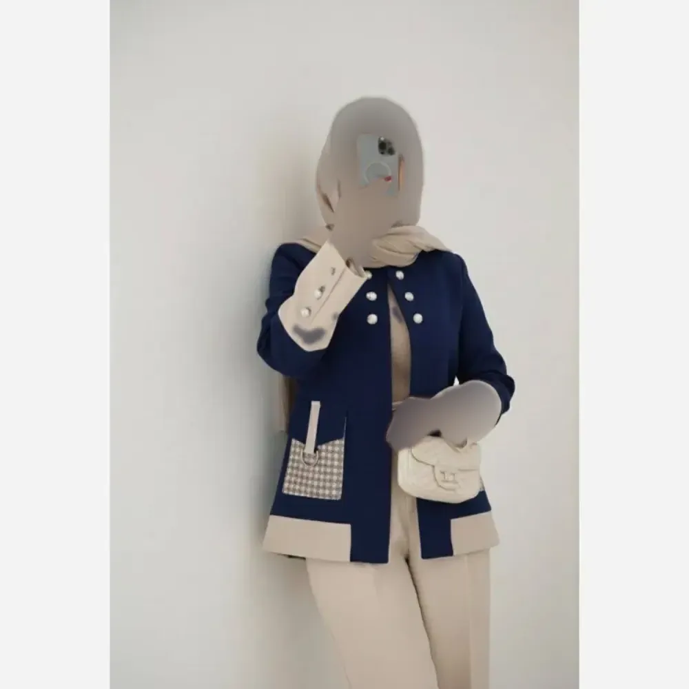 کت شلوار زنانه مدل الیزابت جنس دبل مازراتی با شلوار فول بگ
