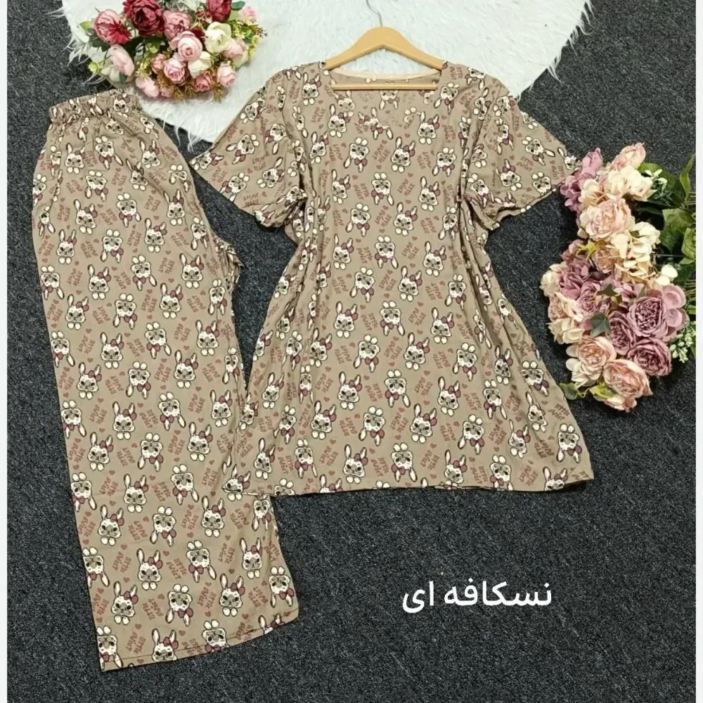 ست تیشرت و شلوار راحتی زنانه نخی فری سایز 38 تا 48