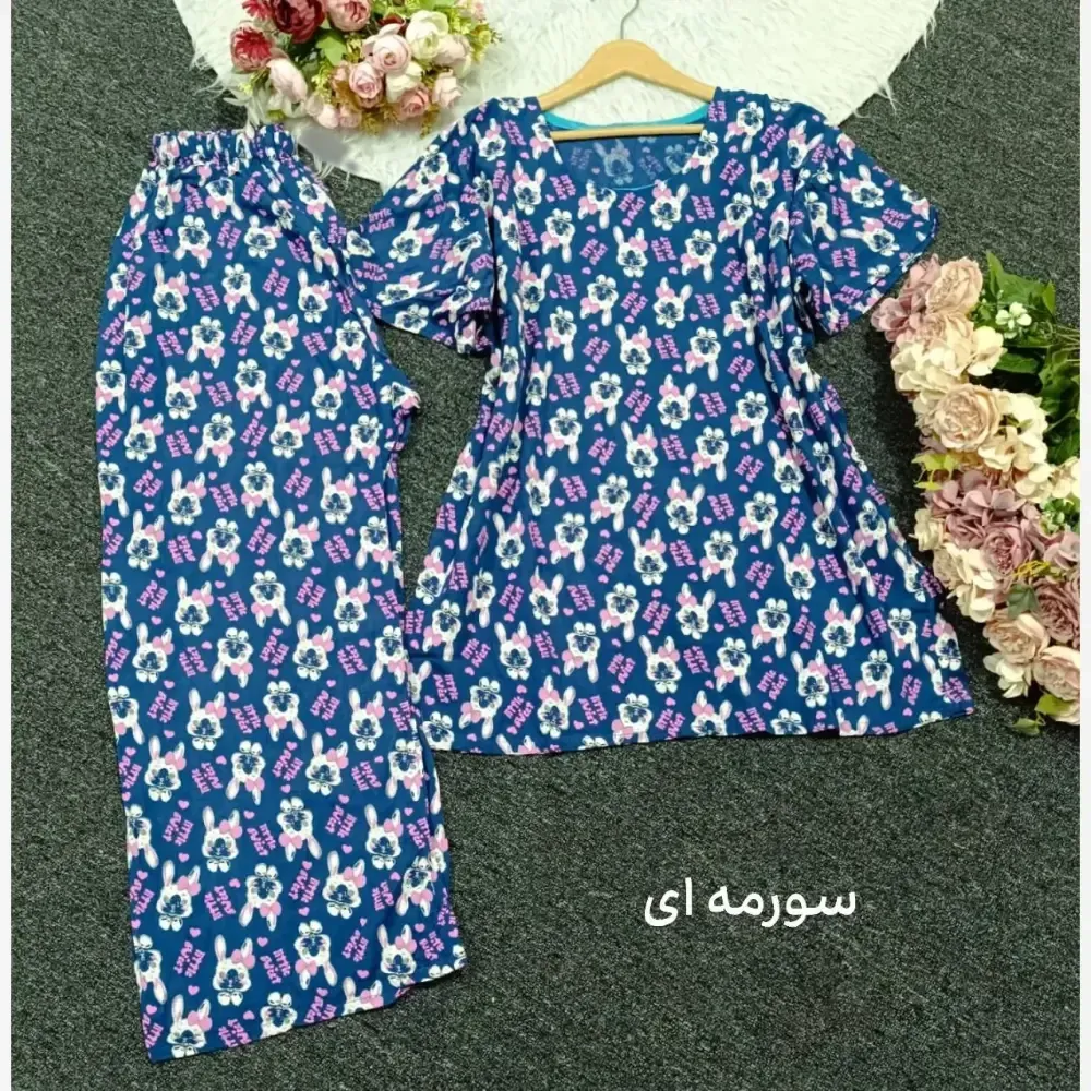 ست تیشرت و شلوار راحتی زنانه نخی فری سایز 38 تا 48