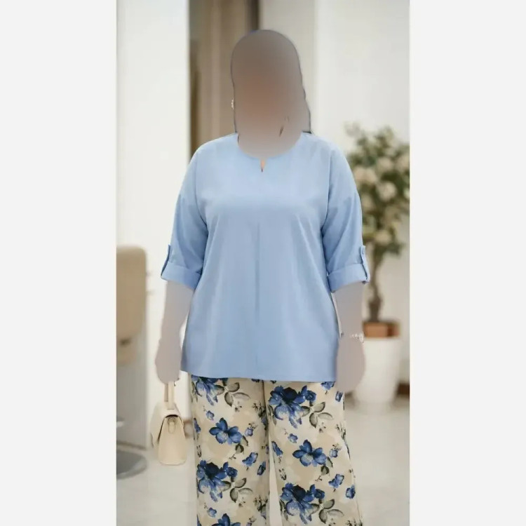 ست شومیز لنین و دامن شانتون اسلپ مدل آفاق فری سایز زنانه