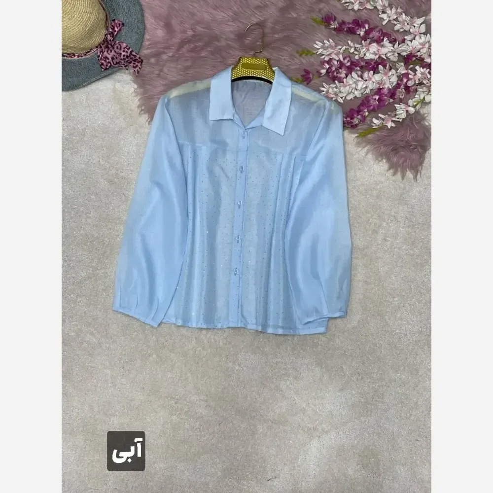 شومیز زنانه نگینی مدل مهتا جنس شیشه ای فری سایز 38 تا 46