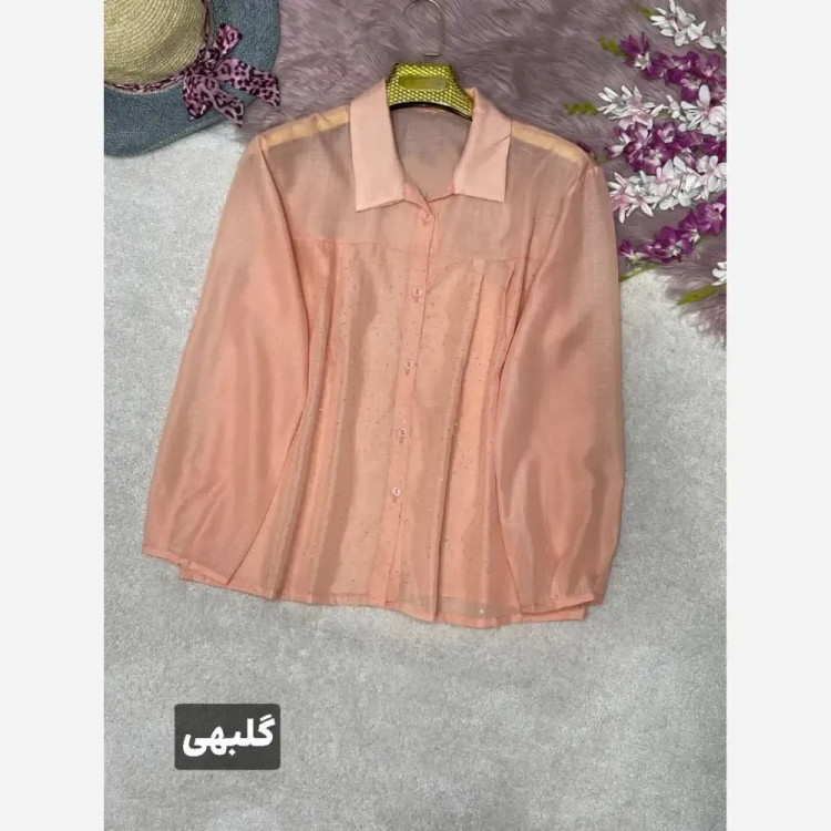 شومیز زنانه نگینی مدل مهتا جنس شیشه ای فری سایز 38 تا 46