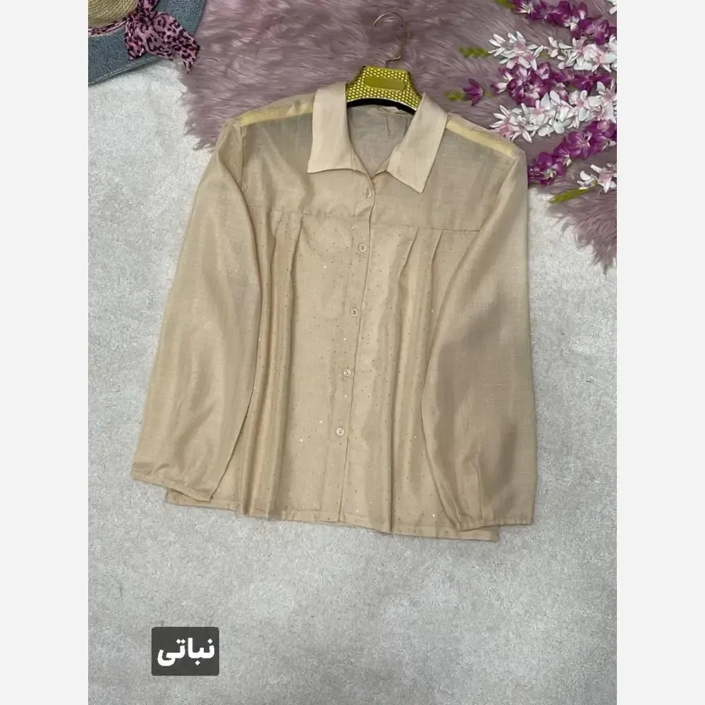 شومیز زنانه نگینی مدل مهتا جنس شیشه ای فری سایز 38 تا 46