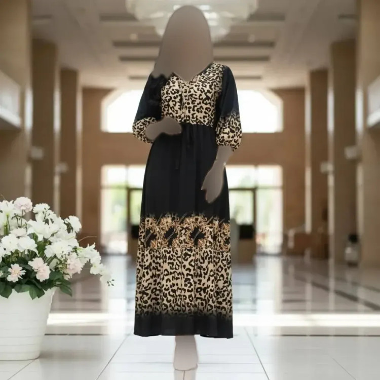 پیراهن ساحلی زنانه طرح پلنگی جنس بوگاتی فری سایز