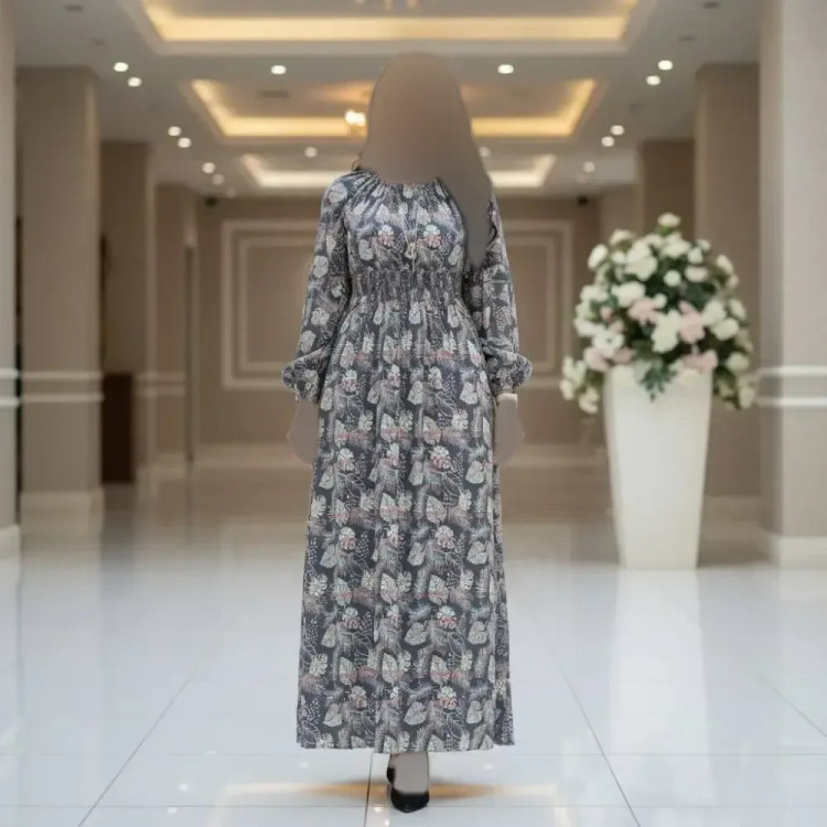 پیراهن ساحلی زنانه نخی طرح برگ فری سایز خنک تابستانه