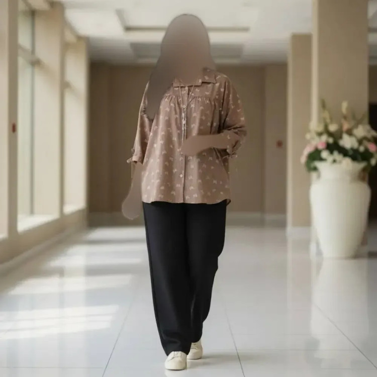 شومیز مانتویی زنانه مدل مارال جنس شانتون ژاکارد فری سایز