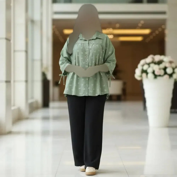 شومیز مانتویی زنانه مدل مارال جنس شانتون ژاکارد فری سایز