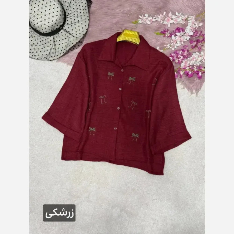 شومیز زنانه مدل میرا جنس شانتون گلدوزی شده فری سایز 38 تا 46