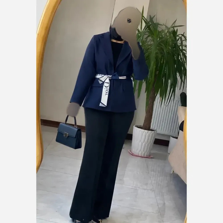 مانتو کتی مزونی کمربند دار جنس بزیاق درجه یک