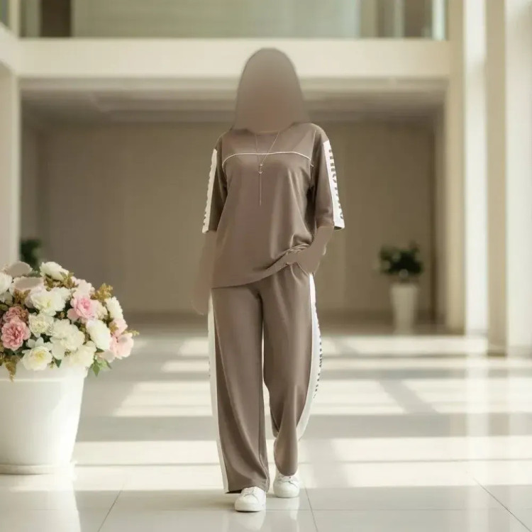 ست تیشرت و شلوار زنانه جنس گلکسی پنبه درجه یک فری سایز