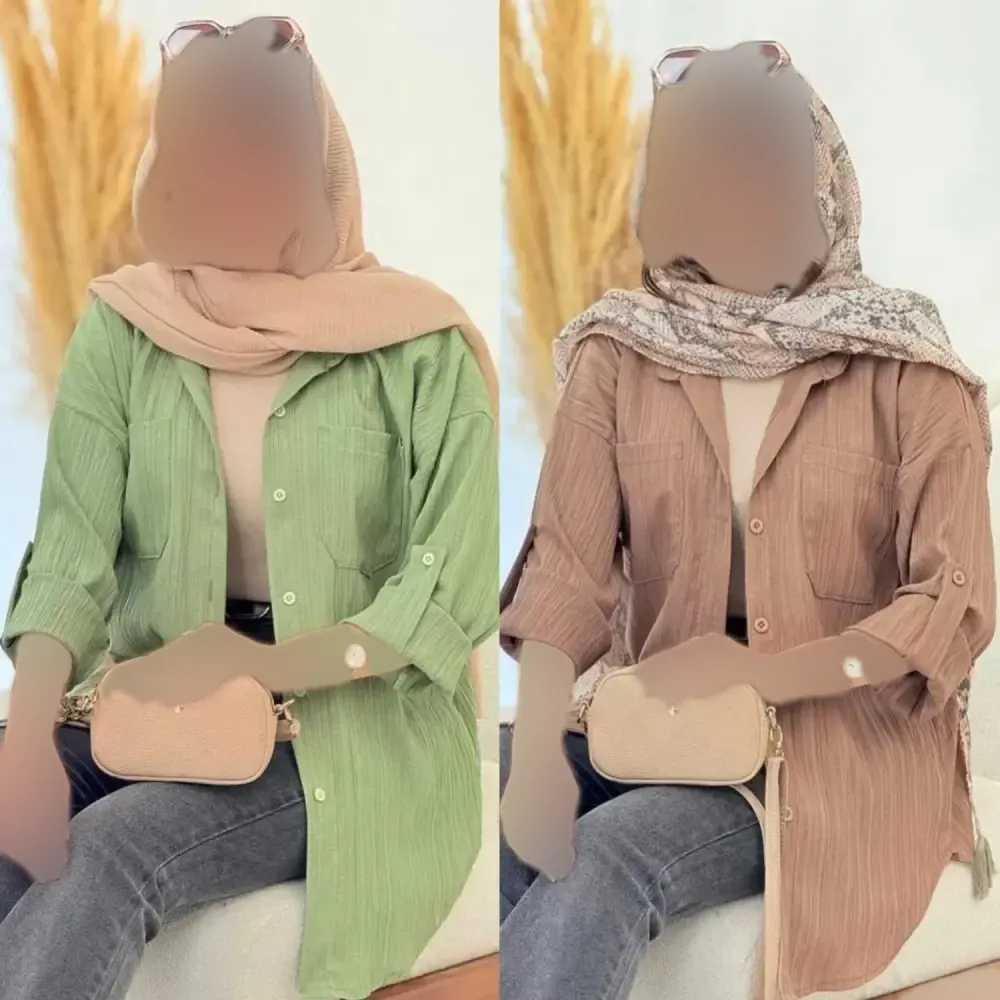 شومیز مانتویی کراش پاگن دار زنانه خنک تابستانی