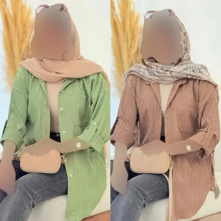شومیز مانتویی کراش پاگن دار زنانه خنک تابستانی