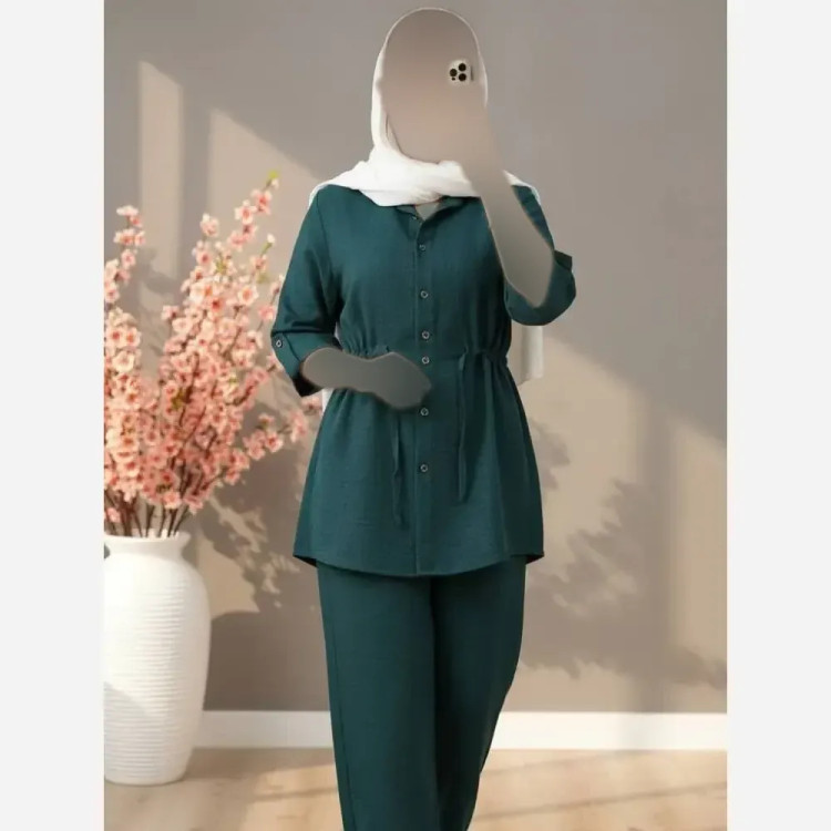 ست شومیز و شلوار زنانه مدل یاسمن جنس سوپر ایوا درجه یک فری سایز تا 48