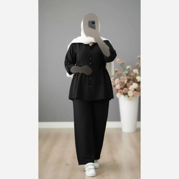 ست شومیز و شلوار زنانه مدل یاسمن جنس سوپر ایوا درجه یک فری سایز تا 48