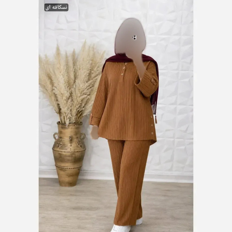 ست شومیز و شلوار زنانه مدل الناز جنس آیوا فری سایز تا 48
