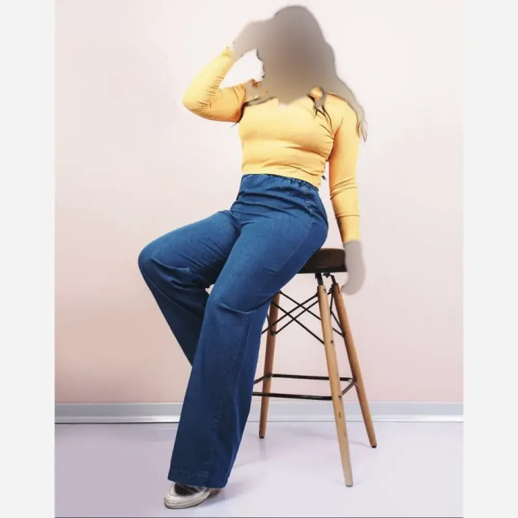 شلوار بگ جین کاغذی زنانه کمرکش قد 100 در 4 رنگ متنوع