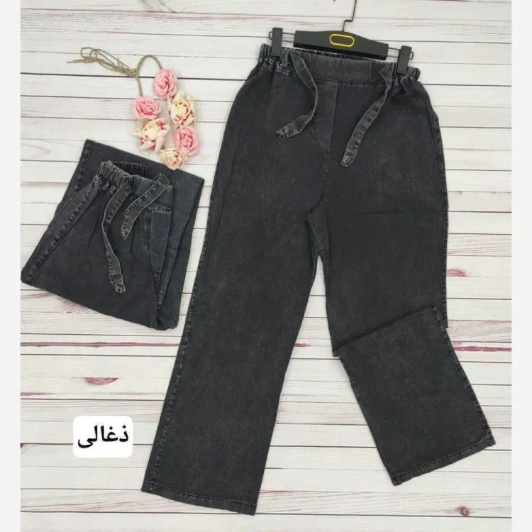 شلوار بگ جین کاغذی زنانه کمرکش قد 100 در 4 رنگ متنوع