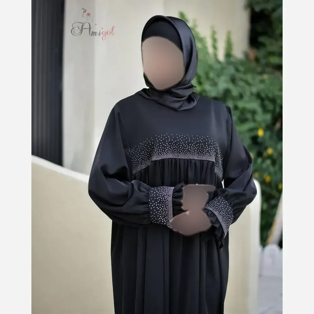 مانتو عبایی نگین کرپ ندا اماراتی فری سایز 38 الی 52 رنگ مشکی سبز کالباسی کرم