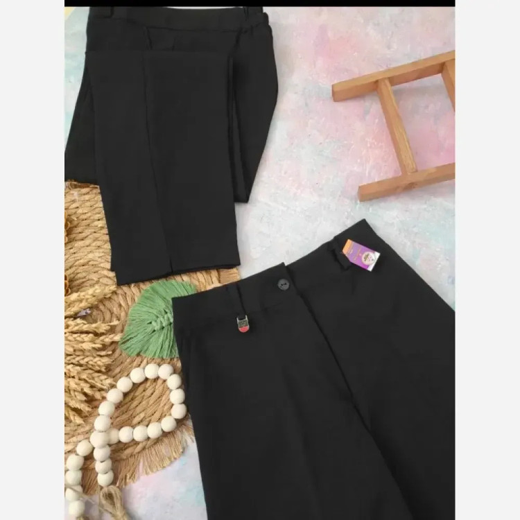 شلوار بغل چاک زنانه مازراتی گرم بالا مشکی سایز 38 تا 56 قد 93